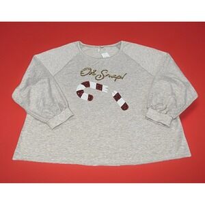 Women's Christmas Sweatshirt Plus Size 22/24W‎ NWT Oh Snap Candy Cane in Sequins